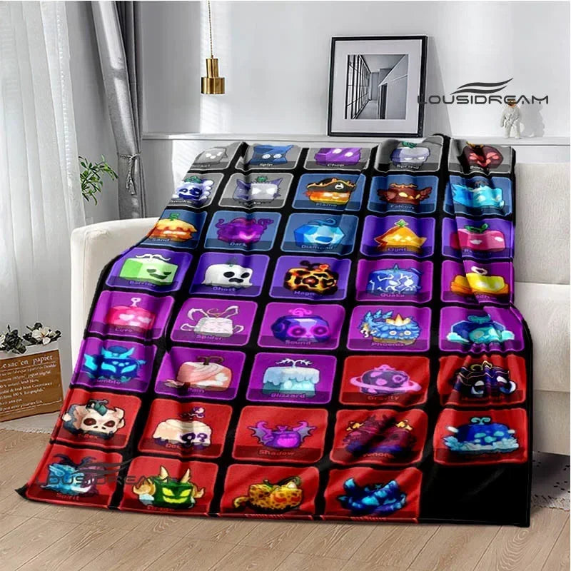 3D game B-blox fruits printed blankets children's warm blanket soft and comfortable blanket home travel blanket birthday gift