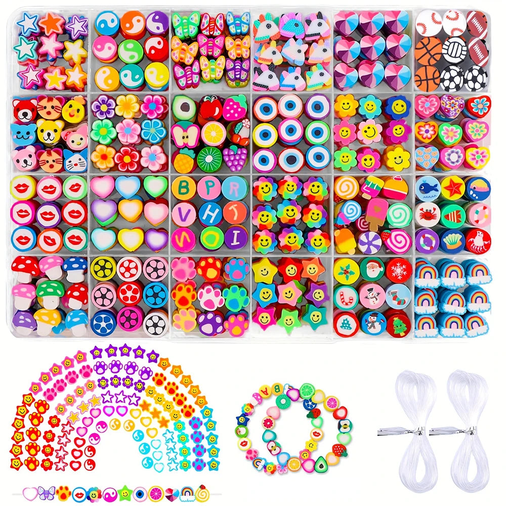 6MM Polymer Clay Beads Set Rainbow Color Flat Chip Beads For Bracelet Necklce Making Letter Beads Accessories Kit DIY