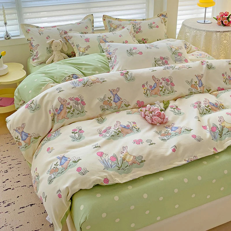 4pcs, 100% cotton bedding set, four piece sheet set comfort set girly fresh style couple bed comforter set