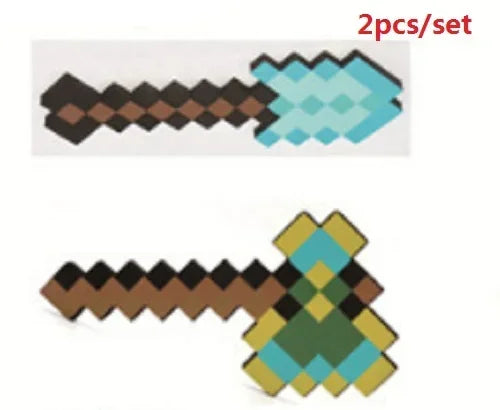 NEW Action Figure Minecraft BIG Blue Diamond Sword Soft EVA Foam Toy Steve Axe Shovel Kids Cosplay Toy Boy Fan Birthday Gift