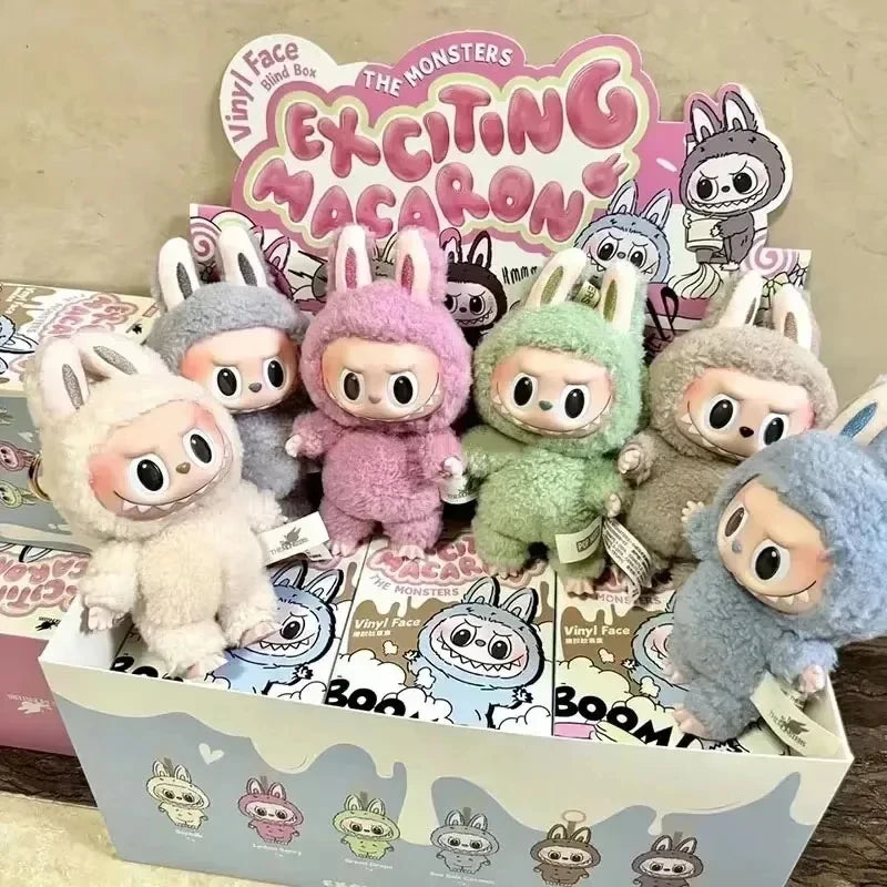 For Labubu Series Blind Box Anime Figure Pendant Flocking Model Toy Kawaii Monster Replica Keychain Toy Christmas Gifts