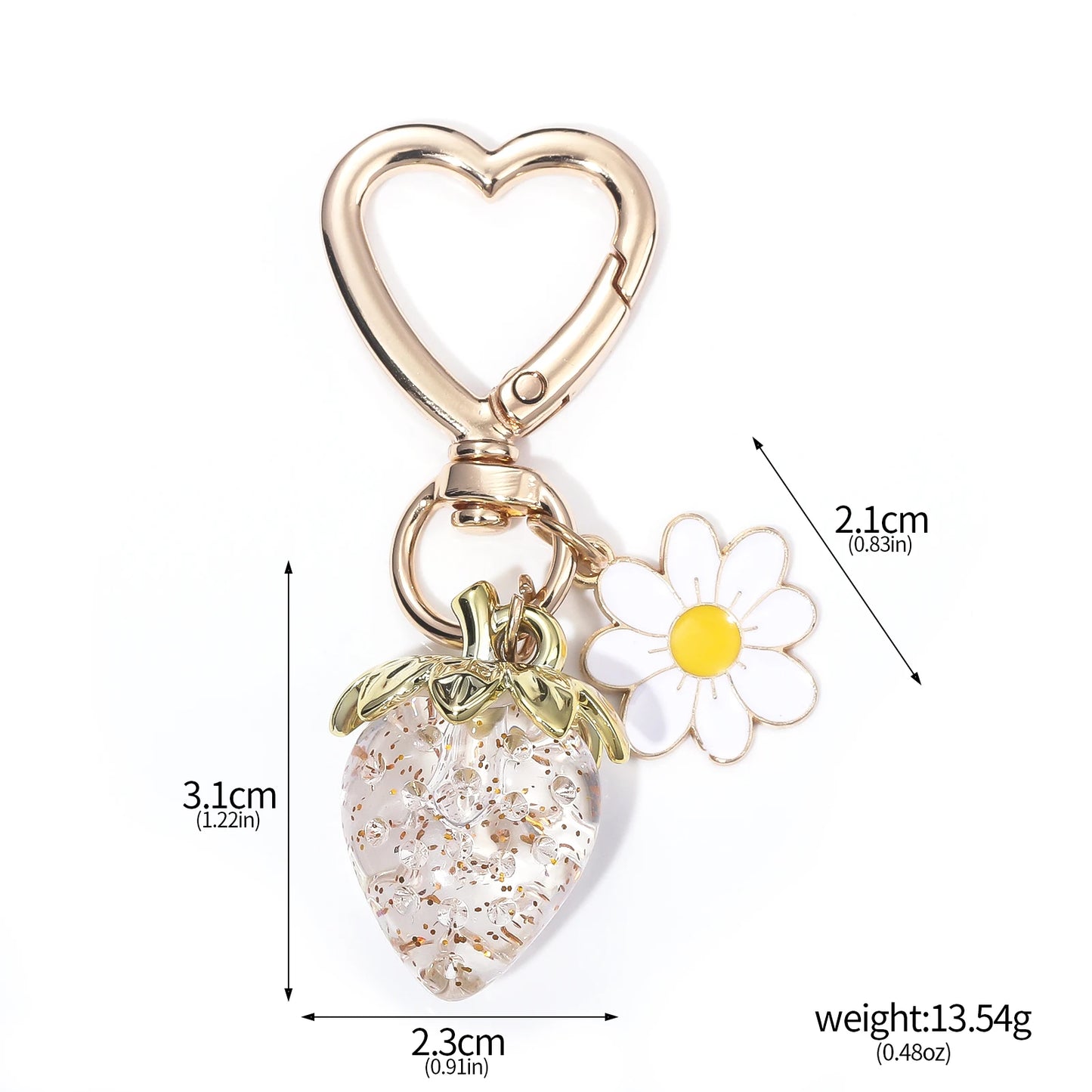 Cute Strawberry Bag Pendant Keychain Kawaii Heart Flower Daisy Key Chain for Women Girs Bag Purse Pendant Accessories Gift
