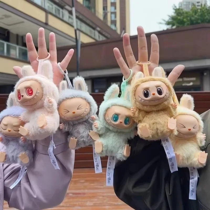 For Labubu Series Blind Box Anime Figure Pendant Flocking Model Toy Kawaii Monster Replica Keychain Toy Christmas Gifts