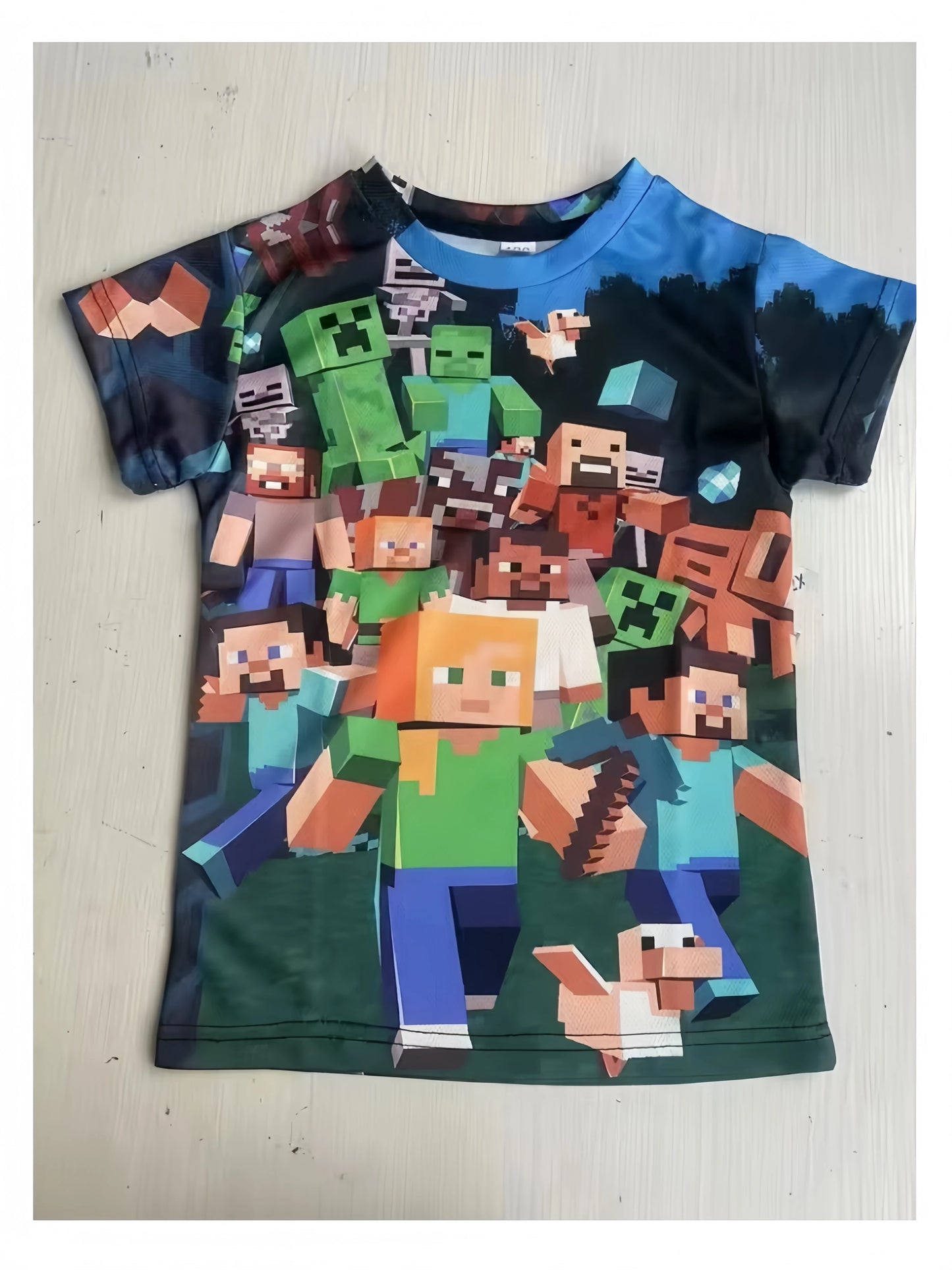 Uniqlo Minecraft 3D Printed Casual Tshirt Summer Cute Boys And Girls Building Block Building Cartoon Tee Popular Top inside out2