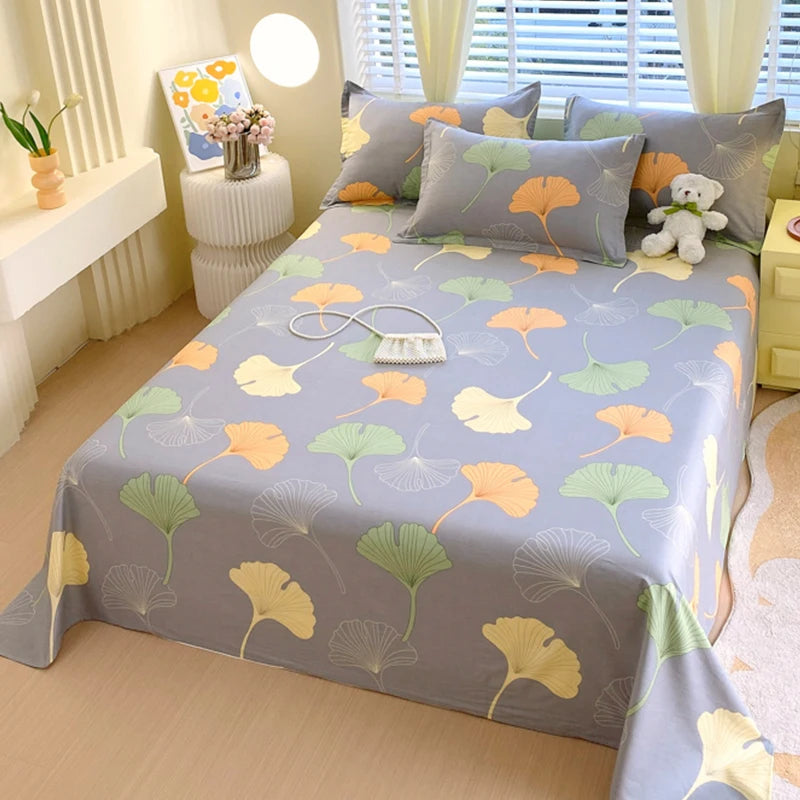 1pcs 100% Cotton Bed Sheet Flower Series Printed Double Top King Sheets for Girls Boys Kids Single Queen King Size Bed Linen