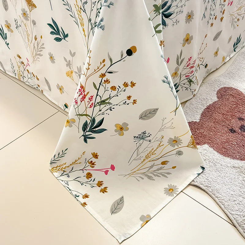1pcs 100% Cotton Bed Sheet Flower Series Printed Double Top King Sheets for Girls Boys Kids Single Queen King Size Bed Linen