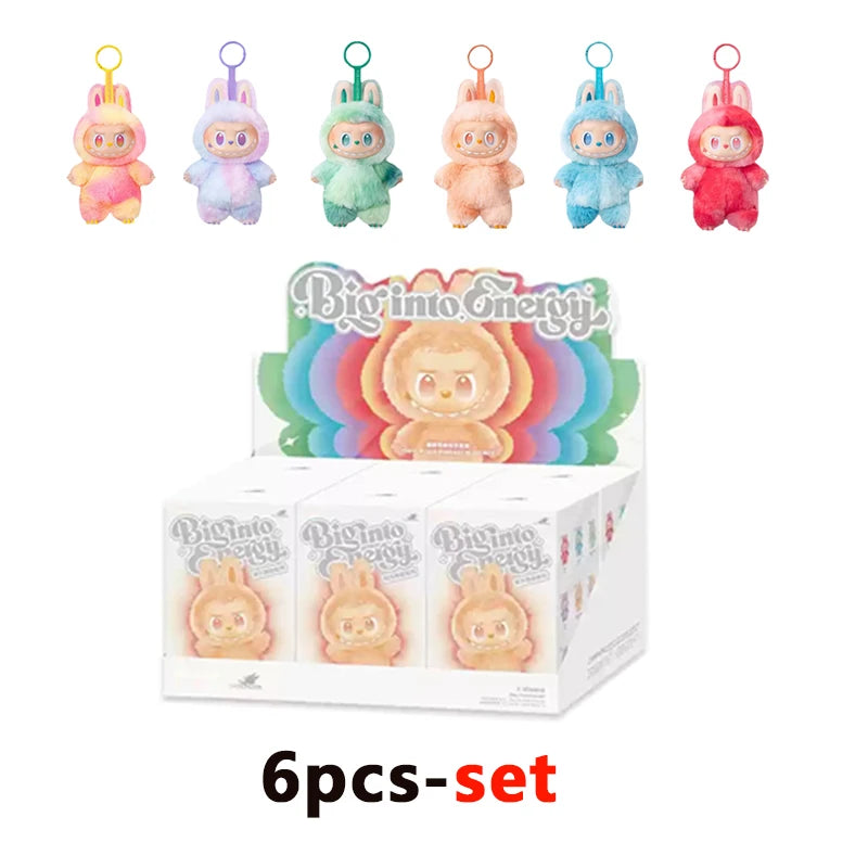 For Labubu Series Blind Box Anime Figure Pendant Flocking Model Toy Kawaii Monster Replica Keychain Toy Christmas Gifts
