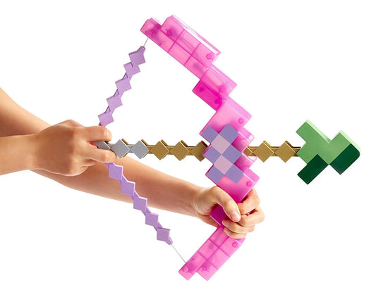 Minecraft New Toy Weapon Purple Enchanted Bow and Arrow Diamond Sword Draft 2-in-1 Set with Catapult Love Birthday Gift