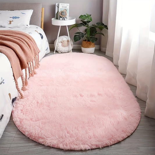 Ultra-Soft Oval Tie-Dye Plush Area Mat - Luxurious, Modern Faux Fur Mat with Anti-Slip Backing, Stain & Absorbent, Perfect for Living Room & Bedroom, Home Decor in Multiple Colors, Rugs for Living Room