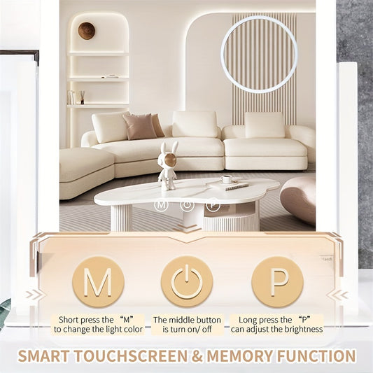 Niuphia Lighted Makeup Mirror, Adjustable LED Lighting, USB Powered, 5000Mah Rechargeable Battery, Touch Control, 360° Swivel, Polished Metal Frame.