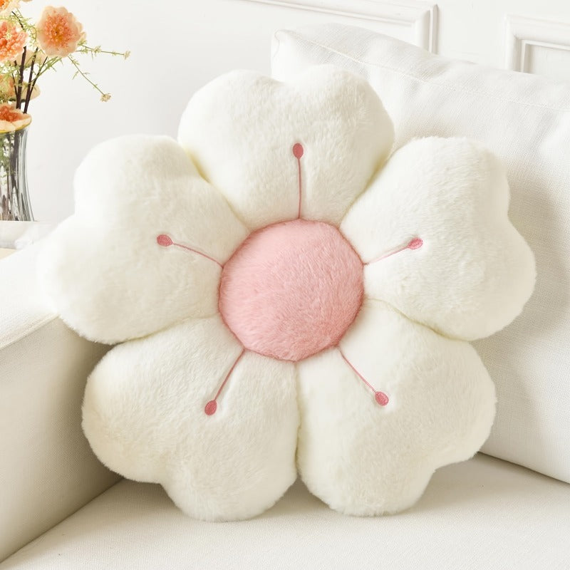 Soft Plush Daisy Flower Cushion – Cozy Pink Polyester Throw Pillow with Cute Petal Design, Perfect for Beds, Sofas, and Home Decor Gifts, Cute Pillows