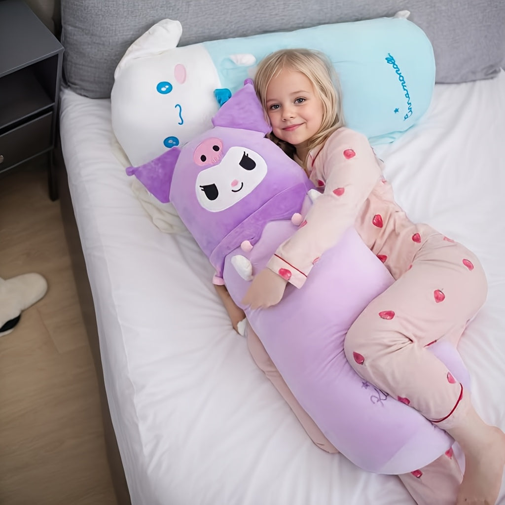Sanrio for hello kitty Plush Pillow - Cute Cylindrical Design with "for Hello Kitty" Script, Pink & White, Soft Polyester Fabric, Perfect for Office or Home Relaxation, Office Pillow|Playful Design|Durable Plush