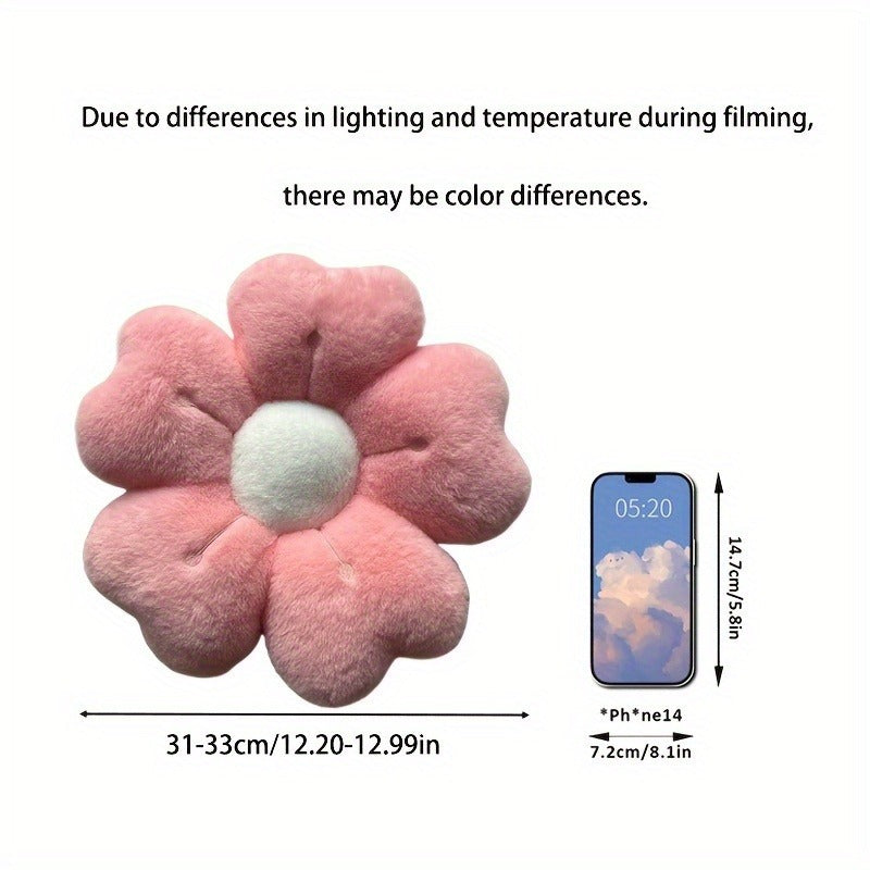 Soft Plush Daisy Flower Cushion – Cozy Pink Polyester Throw Pillow with Cute Petal Design, Perfect for Beds, Sofas, and Home Decor Gifts, Cute Pillows