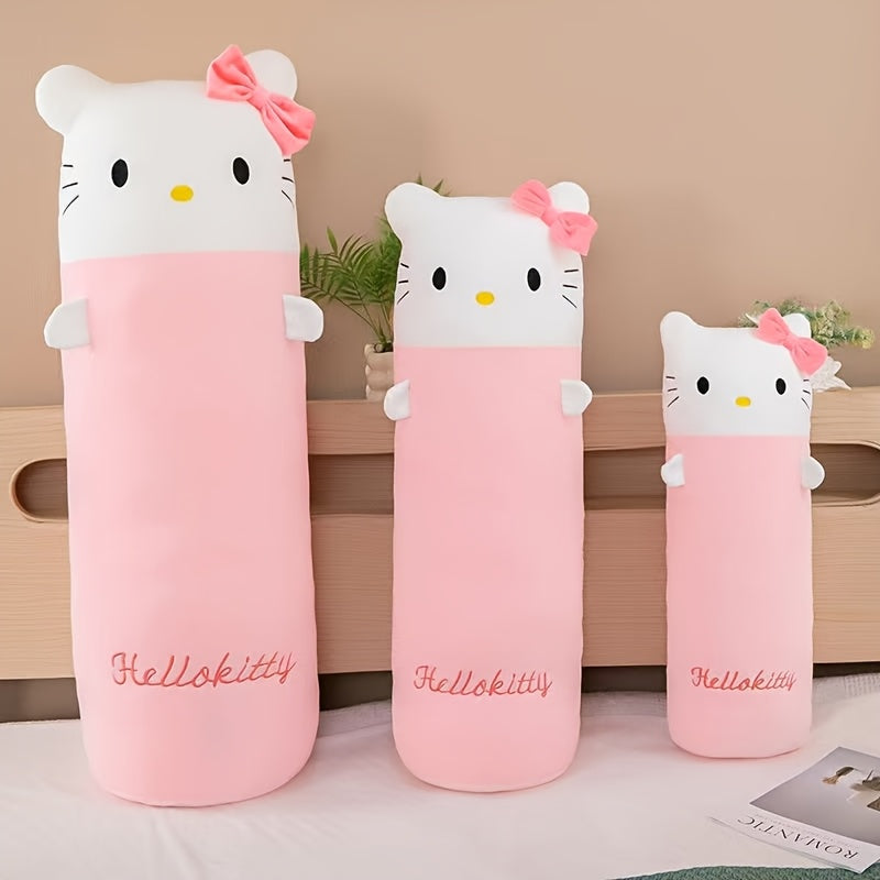 Sanrio for hello kitty Plush Pillow - Cute Cylindrical Design with "for Hello Kitty" Script, Pink & White, Soft Polyester Fabric, Perfect for Office or Home Relaxation, Office Pillow|Playful Design|Durable Plush