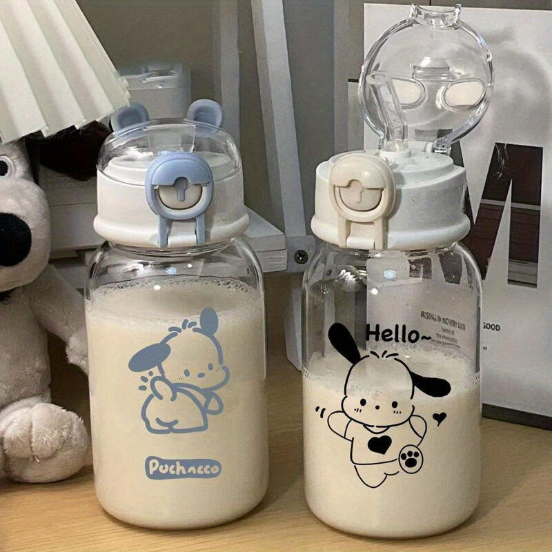 () Sanrio Kaikawaii Kulomi Melody Sippy Cup- Cute Plastic Travel Drink Bottle, Ideal for Summer Drinks, Easy to Carry and Durable, White