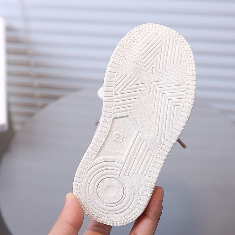 [Playful Charm] All-Season White Sneakers for Boys & Girls: Durable, Versatile Indoor/Outdoor Shoes with Hook-and-loop Closure, Low-Top Design, and Comfortable Fabric Lining