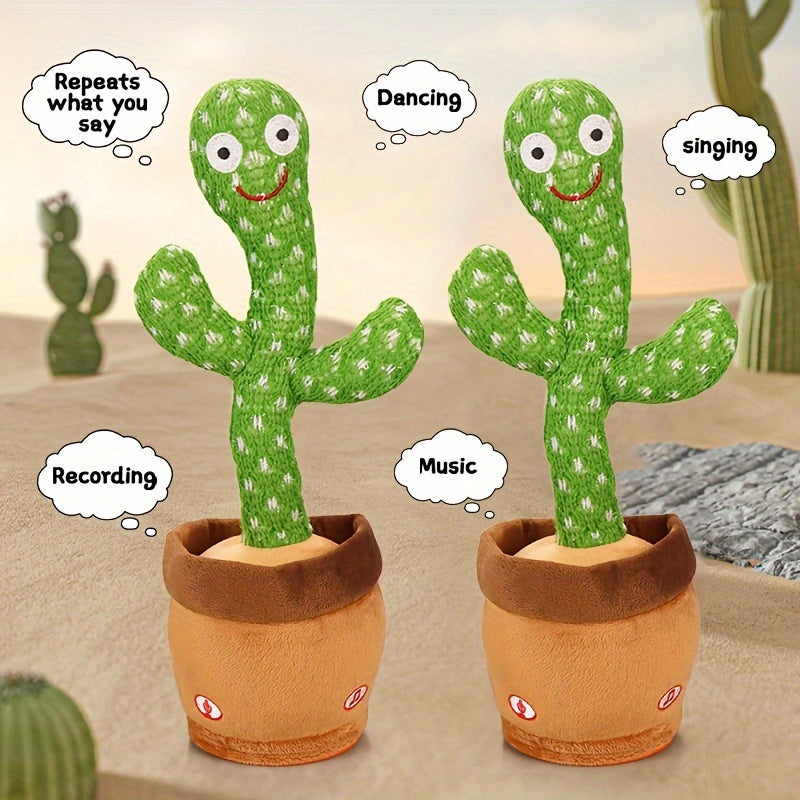 Dancing Cactus Singing Plush Toy - Interactive, Sunlit Green Cactus with Music Notes, 120 English Songs, No Batteries Needed, Ideal for Kids, Party Decoration | Interactive Plush Toy | Dancing Cactus Design, Cactus Decor