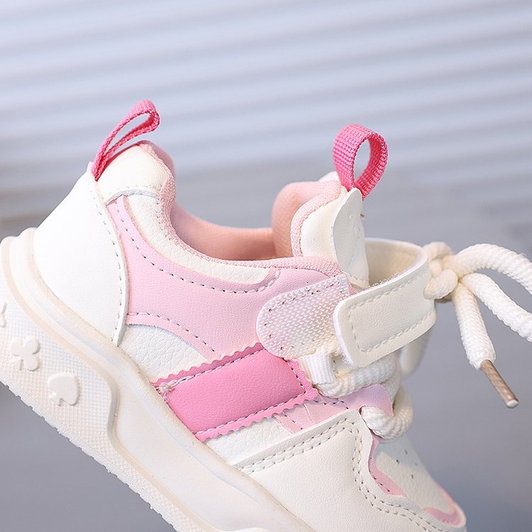 [Playful Charm] All-Season White Sneakers for Boys & Girls: Durable, Versatile Indoor/Outdoor Shoes with Hook-and-loop Closure, Low-Top Design, and Comfortable Fabric Lining