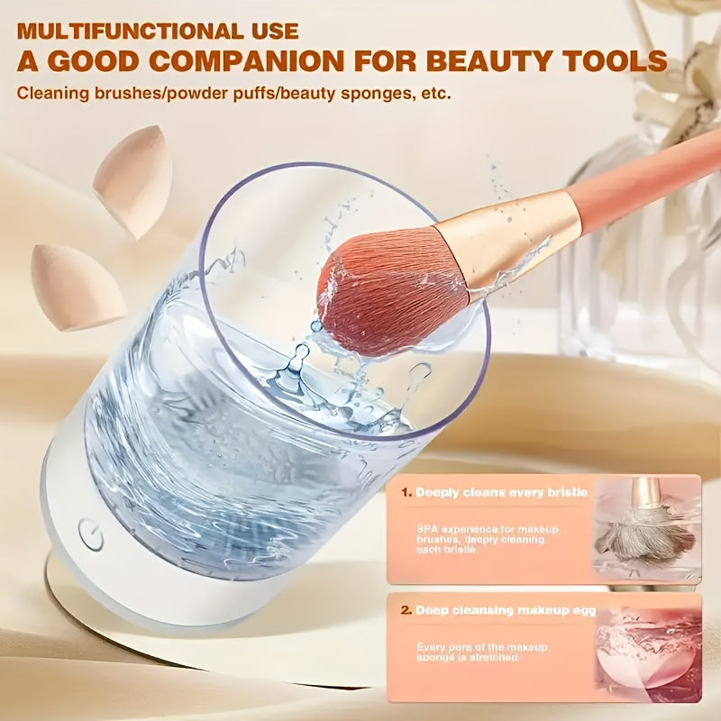 USB-Powered Makeup Brush Cleaner & Dryer - Soundwave technology Deep Cleaning, No Battery Needed, Gentle on Brushes, Prevents Bacterial Growth, Cosmetic Tool Accessory, Beauty Routine Enhancer | Modern Beauty Gadget | USB Pow