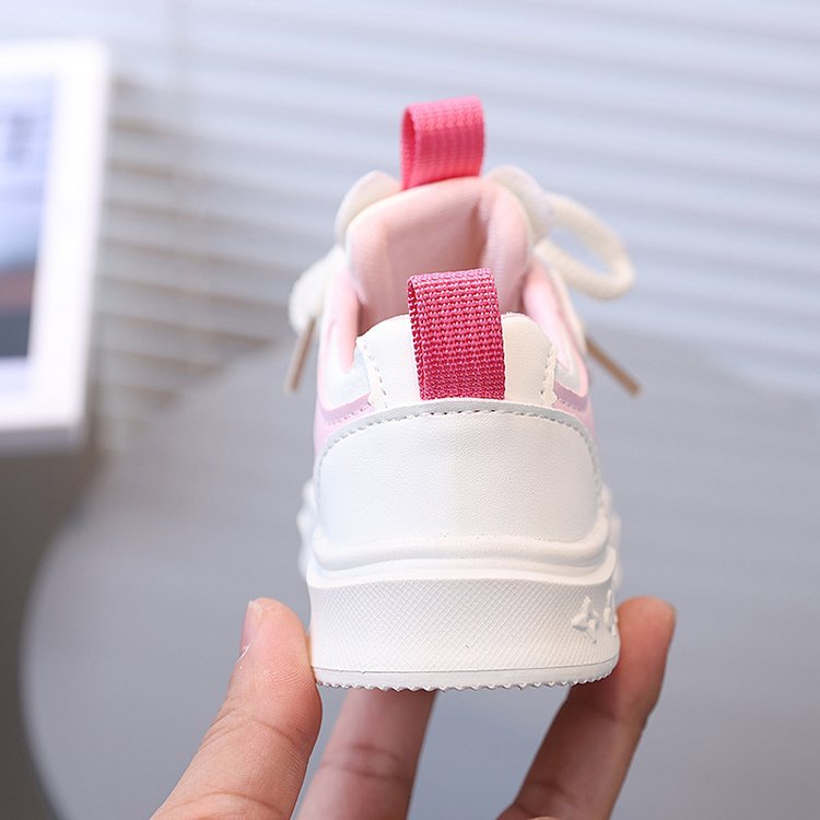 [Playful Charm] All-Season White Sneakers for Boys & Girls: Durable, Versatile Indoor/Outdoor Shoes with Hook-and-loop Closure, Low-Top Design, and Comfortable Fabric Lining