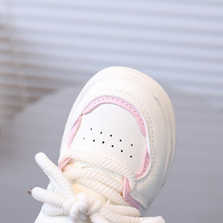 [Playful Charm] All-Season White Sneakers for Boys & Girls: Durable, Versatile Indoor/Outdoor Shoes with Hook-and-loop Closure, Low-Top Design, and Comfortable Fabric Lining