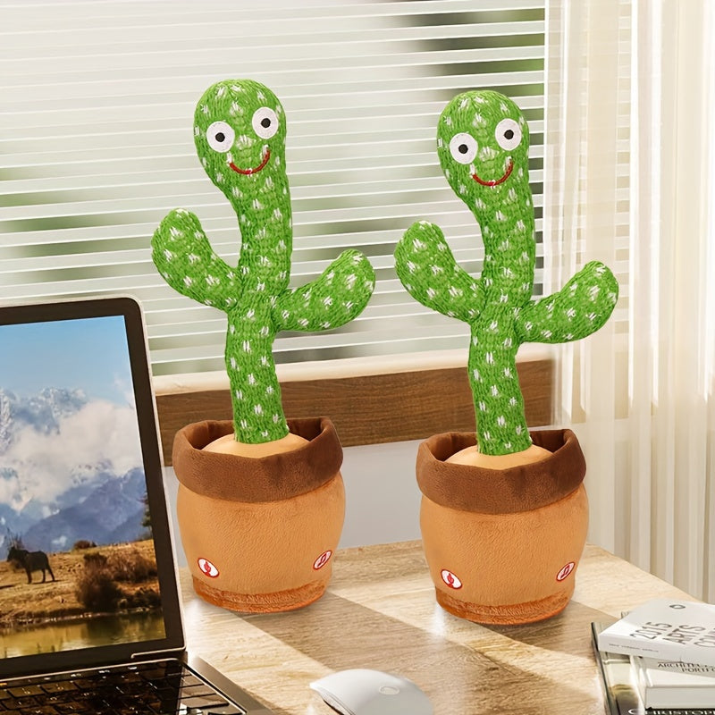 Dancing Cactus Singing Plush Toy - Interactive, Sunlit Green Cactus with Music Notes, 120 English Songs, No Batteries Needed, Ideal for Kids, Party Decoration | Interactive Plush Toy | Dancing Cactus Design, Cactus Decor
