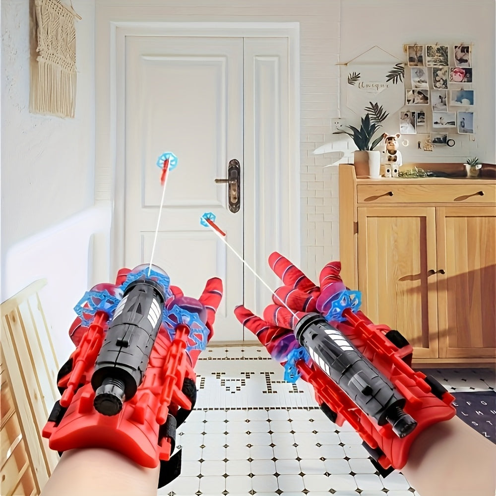 Spider Web Launcher Gloves - Red & Blue Hero Toy for Youngsters & Adults, Fun Interactive Party Game, Durable ABS Material, Perfect for Halloween & Christmas Gifts