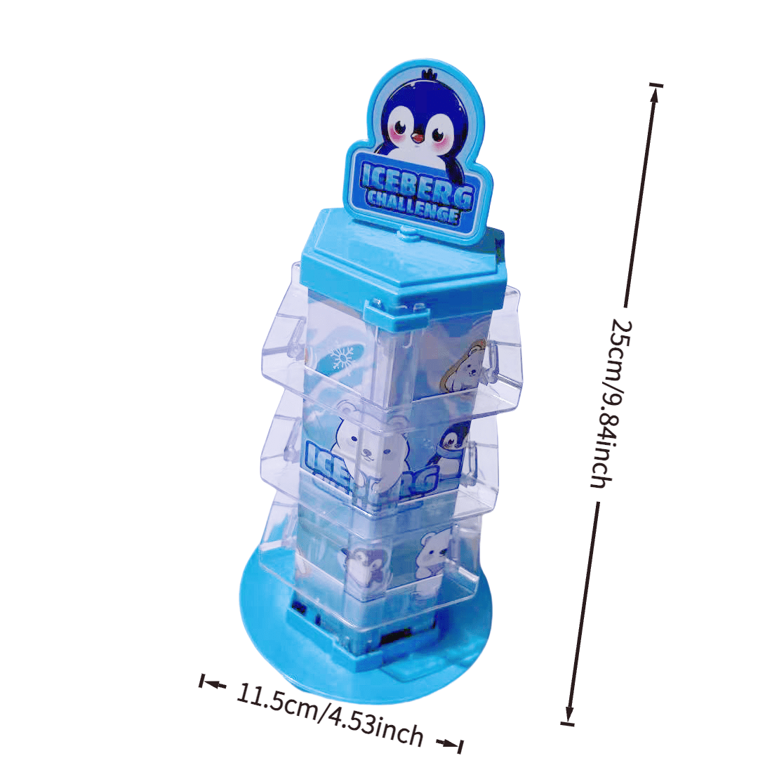 CalmCircuit Penguin Bear Balance Tower Toy - 2-Player Interactive Educational Game for Critical Thinking, Stack Attack Board Game with Snow Theme, Portable Travel & Party Fun for Family Game Nights (White/Blue/Transparent), I