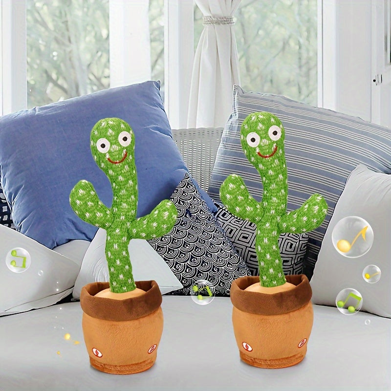 Dancing Cactus Singing Plush Toy - Interactive, Sunlit Green Cactus with Music Notes, 120 English Songs, No Batteries Needed, Ideal for Kids, Party Decoration | Interactive Plush Toy | Dancing Cactus Design, Cactus Decor