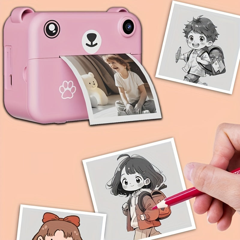 Compact Instant Camera for Kids with 1080 HD, Includes Three Rolls of Printing Paper, USB Charger, And Features for Digital Photography, Video Recording, And Delayed Printing, Perfect for Thanksgiving, Christmas, And New Year