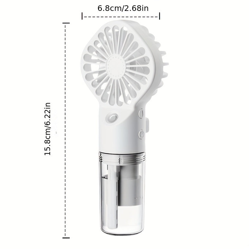Portable Handheld Spray Fan for Outdoor Use, Neck-Hanging Fan, Desktop Humidifying Mini Fan with Four Wind Speed Settings.