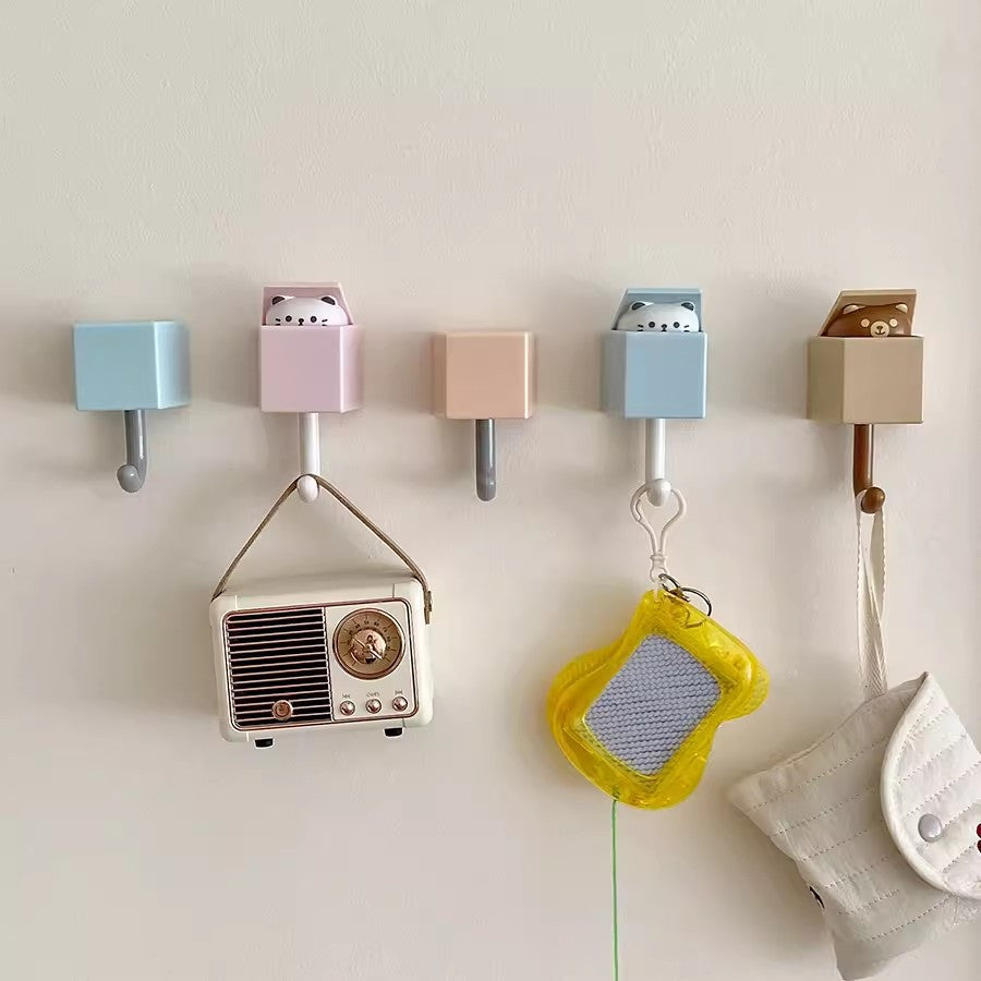 Adorable Cat-Themed Wall Hook - Easy Install, No-Damage Adhesive, Stylish Retractable Design for Bedroom & Home Decor