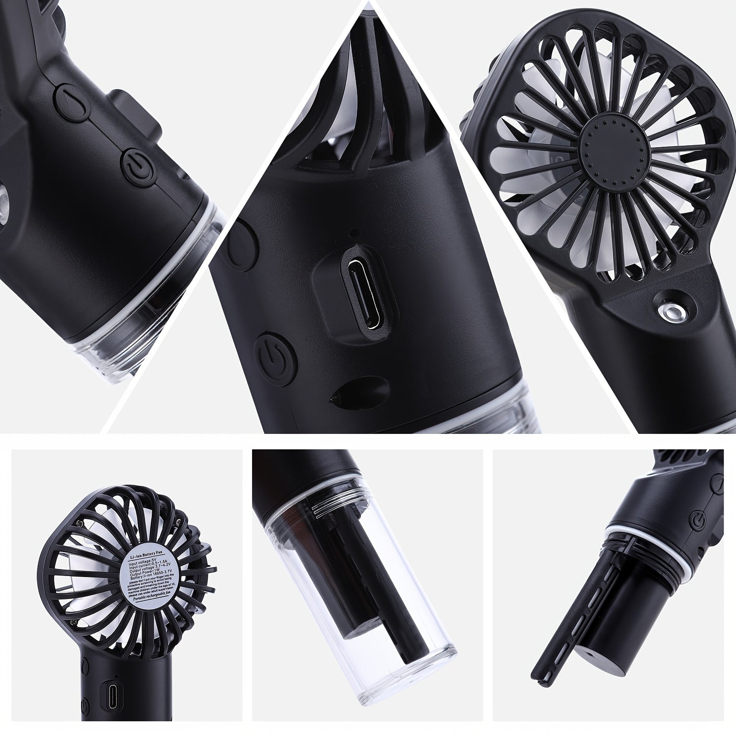 Portable Handheld Spray Fan for Outdoor Use, Neck-Hanging Fan, Desktop Humidifying Mini Fan with Four Wind Speed Settings.