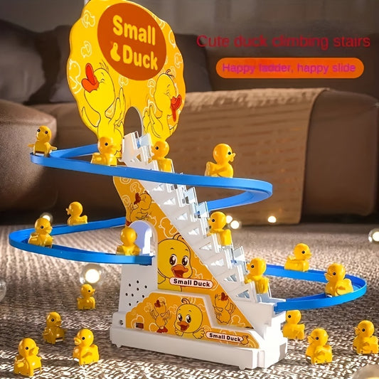 [Customers' Top Choice]6 Ducklings Stair Climbing Toys, Electric Slide Yellow Ducklings Toys, Boys and Girls Toys, Holiday Gifts, Lights and Music Toys Easter Gifts Halloween Christmas Gifts for winter