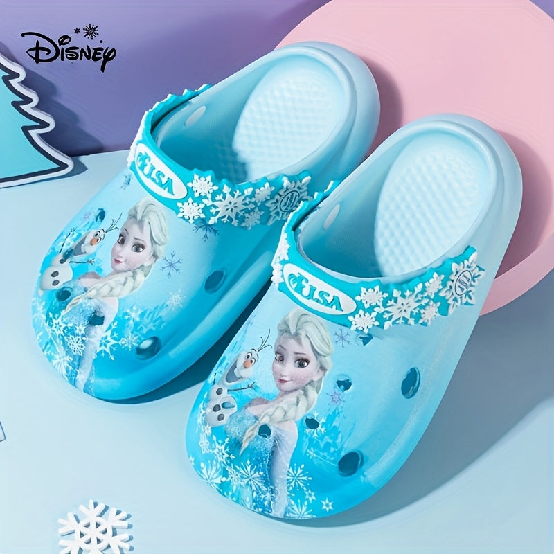 Disney Princess Elsa Girls' Summer Garden Slippers with Soft Sole and Headband, Wading Shoes, Sandals, Beach Slides for Youngsters, Suitable for Easter, Valentine's Day, Birthdays, Family, Friends, or Special Others