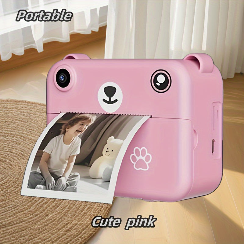 Compact Instant Camera for Kids with 1080 HD, Includes Three Rolls of Printing Paper, USB Charger, And Features for Digital Photography, Video Recording, And Delayed Printing, Perfect for Thanksgiving, Christmas, And New Year